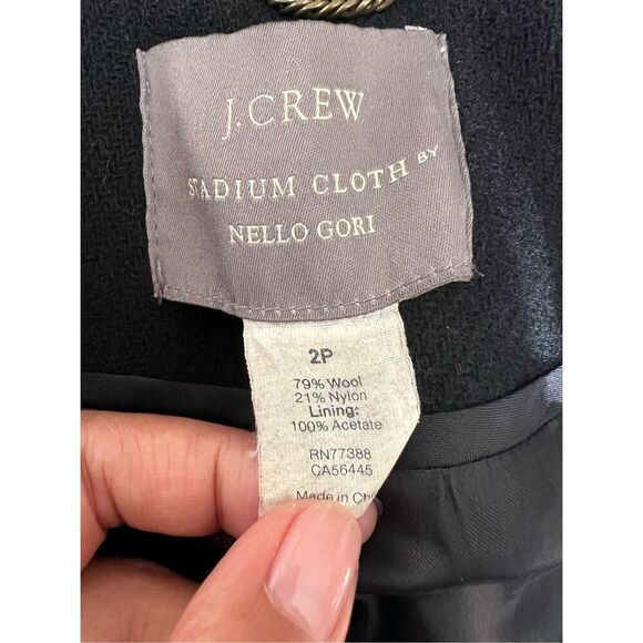 ✨SALE✨ J. Crew Stadium Cloth belted black coat 2p - Picture 6 of 6